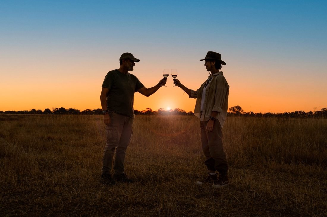 Sundowner toast on the plains